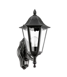 1 Light Outdoor Wall Lantern with PIR Sensor Black, Silver-Patina IP44, E27 - 1