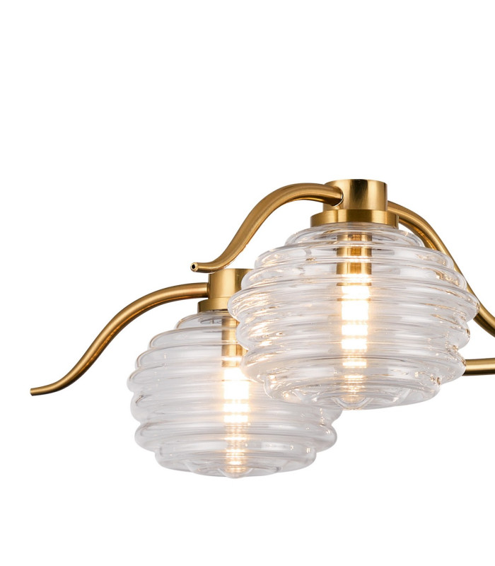 Astoria 80cm 5 Light Multi Arm Pendant/Semi Flush 160mm Glass Brass/Clear-7