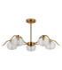Astoria 80cm 5 Light Multi Arm Pendant/Semi Flush 160mm Glass Brass/Clear-10