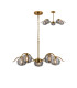Astoria 80cm 5 Light Multi Arm Pendant/Semi Flush 160mm Glass Brass/Smoke-1