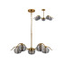 Astoria 80cm 5 Light Multi Arm Pendant/Semi Flush 160mm Glass Brass/Smoke-4