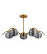 Astoria 80cm 5 Light Multi Arm Pendant/Semi Flush 160mm Glass Brass/Smoke-10