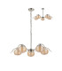 Astoria 80cm 5 Light Multi Arm Pendant/Semi Flush 160mm Glass Polished Nickel/Amber-4