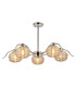 Astoria 80cm 5 Light Multi Arm Pendant/Semi Flush 160mm Glass Polished Nickel/Amber-9