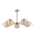 Astoria 80cm 5 Light Multi Arm Pendant/Semi Flush 160mm Glass Polished Nickel/Amber-10