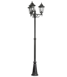3 Light Outdoor Triple Lamp Post Black, Silver-Patina 6567, E27 - 1