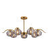 Astoria 86cm 7 Light Multi Arm Pendant/Semi Flush 160mm Glass Brass/Smoke-9