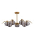 Astoria 86cm 7 Light Multi Arm Pendant/Semi Flush 160mm Glass Brass/Smoke-10