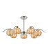 Astoria 86cm 7 Light Multi Arm Pendant/Semi Flush 160mm Glass Polished Nickel/Amber-9