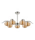 Astoria 86cm 7 Light Multi Arm Pendant/Semi Flush 160mm Glass Polished Nickel/Amber-10