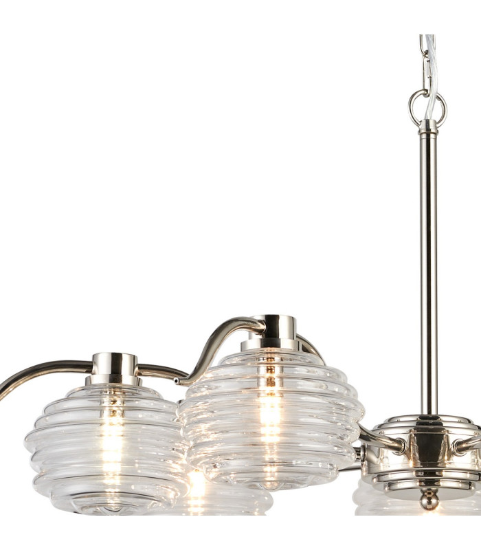 Astoria 86cm 7 Light Multi Arm Pendant/Semi Flush 160mm Glass Polished Nickel/Clear-6