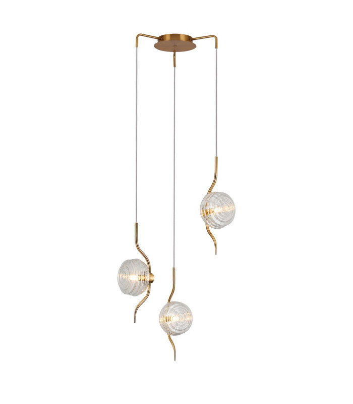 Astoria 44cm Round 3 Light Spider Pendant 160mm Glass Brass/Clear-1