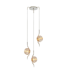 Astoria 44cm Round 3 Light Spider Pendant 160mm Glass Polished Nickel/Amber-1