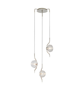 Astoria 44cm Round 3 Light Spider Pendant 160mm Glass Polished Nickel/Clear-1