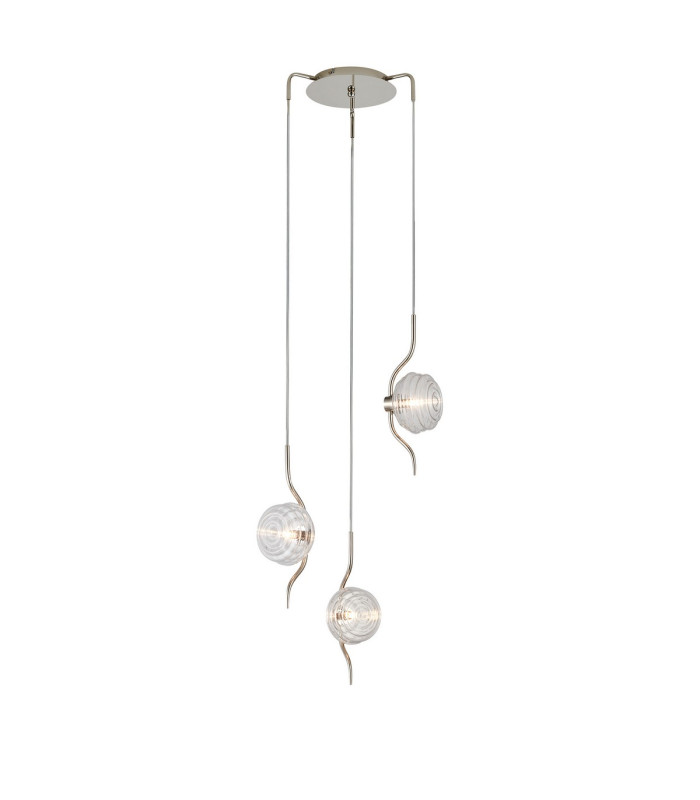 Astoria 44cm Round 3 Light Spider Pendant 160mm Glass Polished Nickel/Clear-1