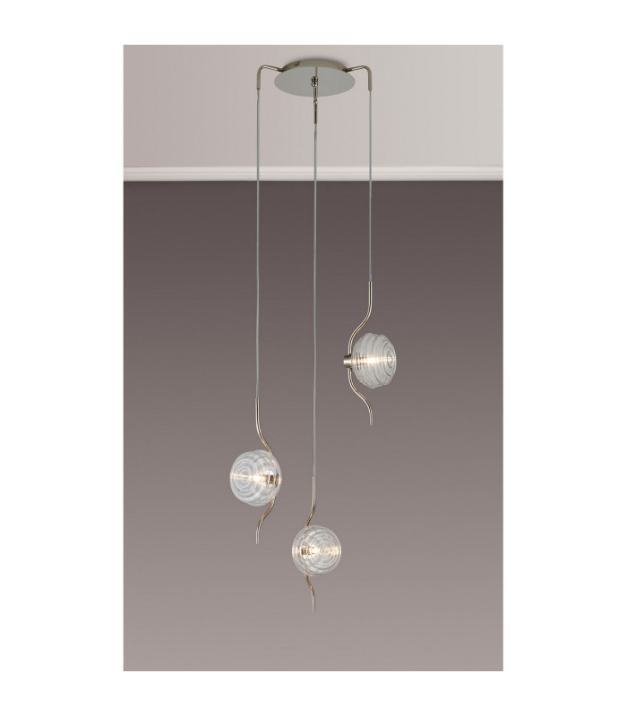 Astoria 44cm Round 3 Light Spider Pendant 160mm Glass Polished Nickel/Clear-3