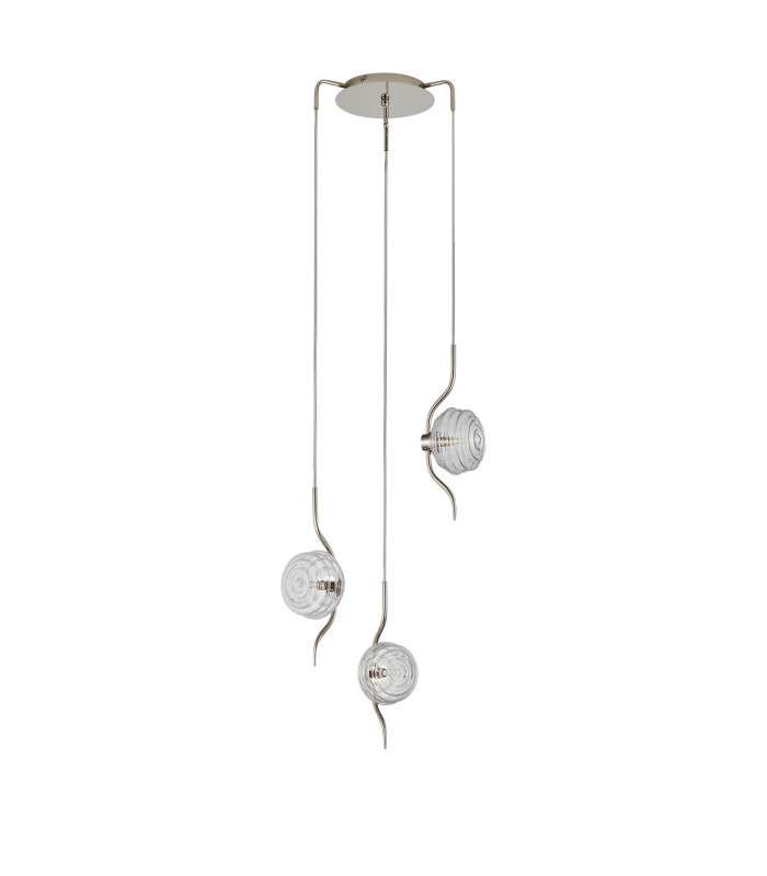 Astoria 44cm Round 3 Light Spider Pendant 160mm Glass Polished Nickel/Clear-4