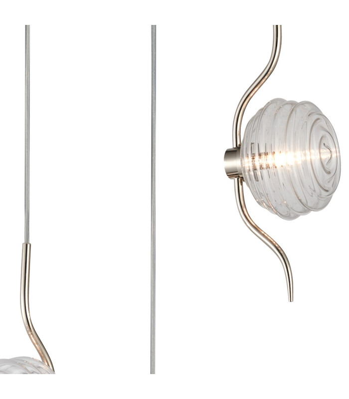 Astoria 44cm Round 3 Light Spider Pendant 160mm Glass Polished Nickel/Clear-6