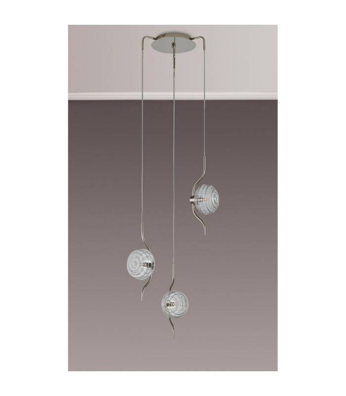 Astoria 44cm Round 3 Light Spider Pendant 160mm Glass Polished Nickel/Clear-8