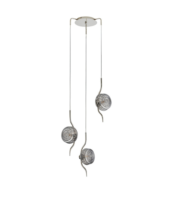 Astoria 44cm Round 3 Light Spider Pendant 160mm Glass Polished Nickel/Smoke-4