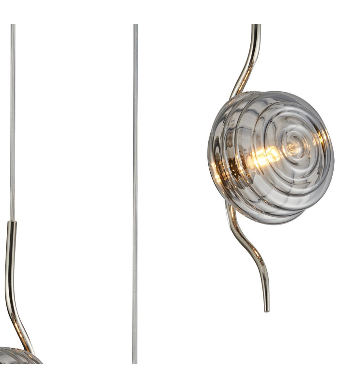 Astoria 44cm Round 3 Light Spider Pendant 160mm Glass Polished Nickel/Smoke-6