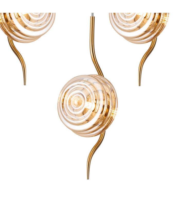 Astoria 63cm Round 5 Light Spider Pendant 160mm Glass Brass/Amber-7