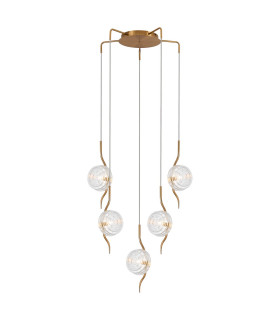 Astoria 63cm Round 5 Light Spider Pendant 160mm Glass Brass/Clear-1