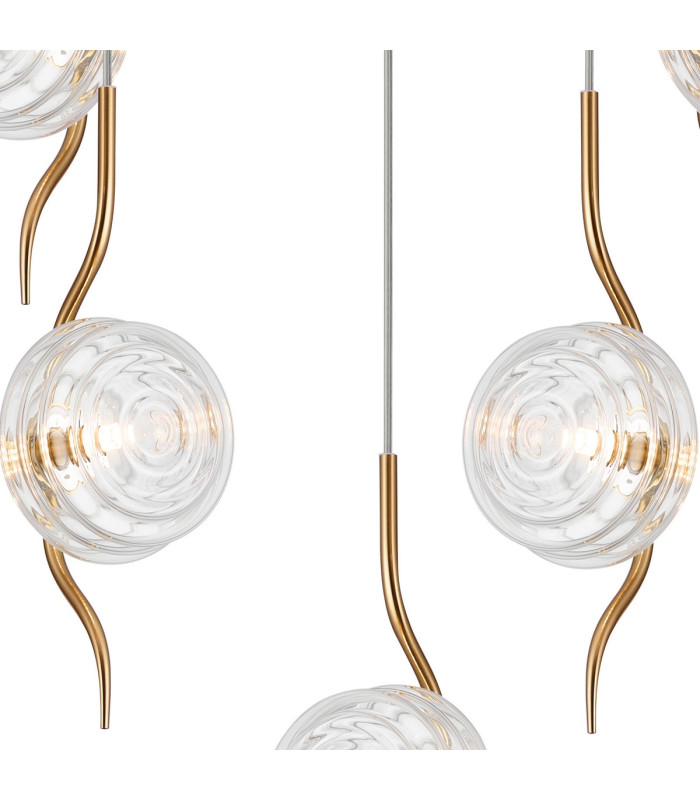 Astoria 63cm Round 5 Light Spider Pendant 160mm Glass Brass/Clear-6