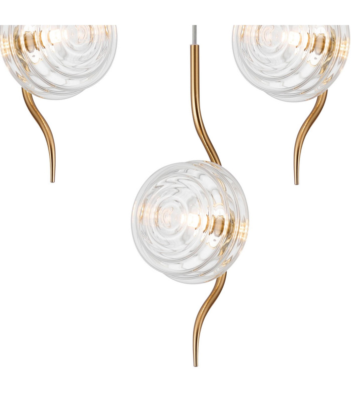 Astoria 63cm Round 5 Light Spider Pendant 160mm Glass Brass/Clear-7