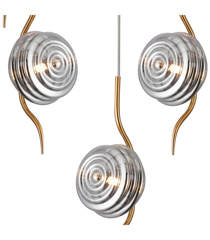 Astoria 63cm Round 5 Light Spider Pendant 160mm Glass Brass/Smoke-6