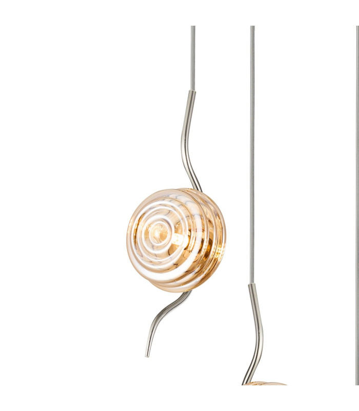 Astoria 63cm Round 5 Light Spider Pendant 160mm Glass Polished Nickel/Amber-6