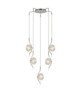 Astoria 63cm Round 5 Light Spider Pendant 160mm Glass Polished Nickel/Clear-1