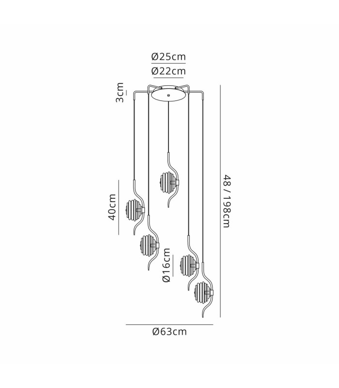 Astoria 63cm Round 5 Light Spider Pendant 160mm Glass Polished Nickel/Clear-2