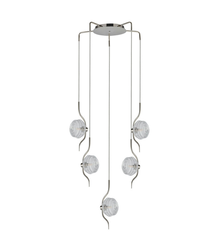 Astoria 63cm Round 5 Light Spider Pendant 160mm Glass Polished Nickel/Clear-4