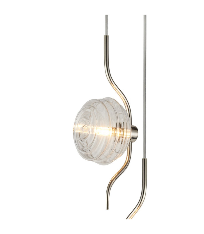 Astoria 63cm Round 5 Light Spider Pendant 160mm Glass Polished Nickel/Clear-6