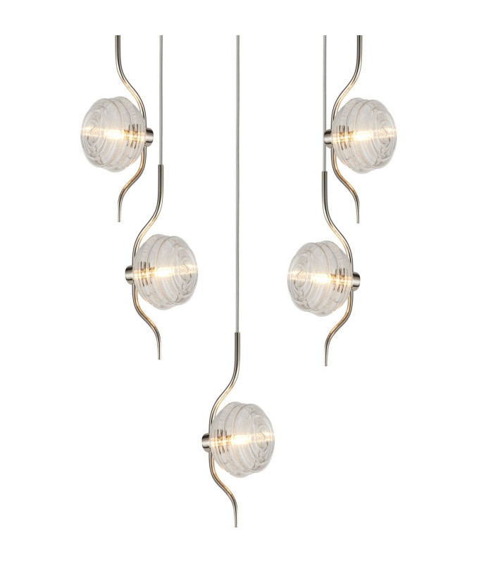 Astoria 63cm Round 5 Light Spider Pendant 160mm Glass Polished Nickel/Clear-7