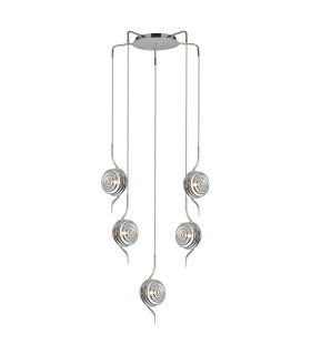 Astoria 63cm Round 5 Light Spider Pendant 160mm Glass Polished Nickel/Smoke-1
