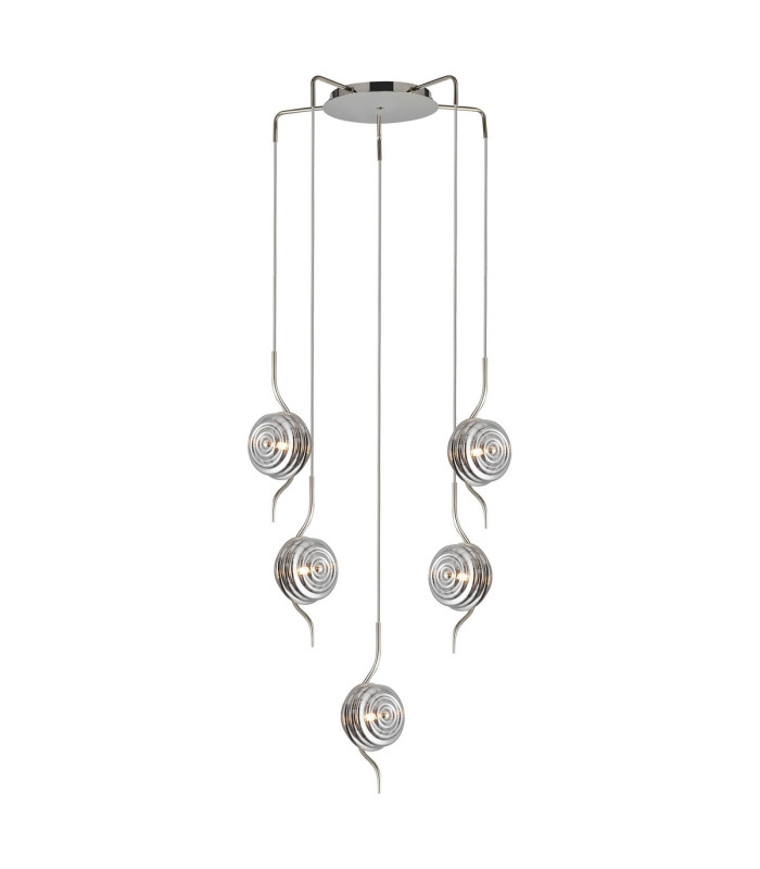 Astoria 63cm Round 5 Light Spider Pendant 160mm Glass Polished Nickel/Smoke-1