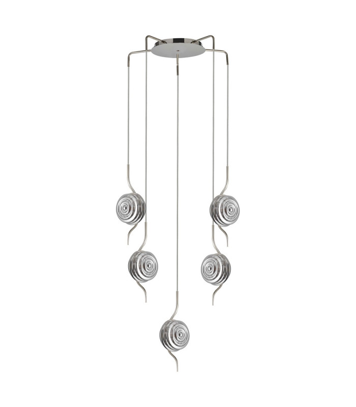 Astoria 63cm Round 5 Light Spider Pendant 160mm Glass Polished Nickel/Smoke-4