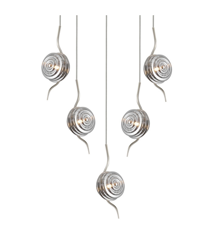 Astoria 63cm Round 5 Light Spider Pendant 160mm Glass Polished Nickel/Smoke-7