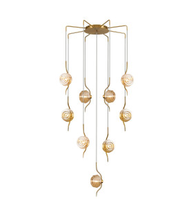 Astoria 84cm Round 9 Light Spider Pendant 160mm Glass Brass/Amber-1