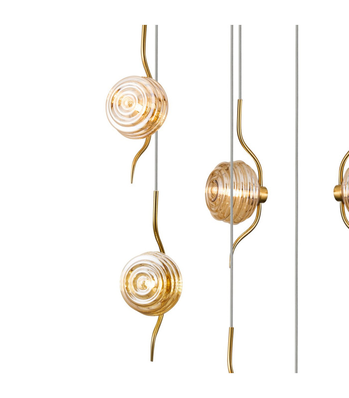 Astoria 84cm Round 9 Light Spider Pendant 160mm Glass Brass/Amber-6