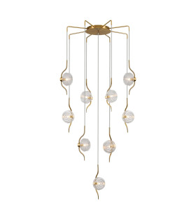 Astoria 84cm Round 9 Light Spider Pendant 160mm Glass Brass/Clear-1