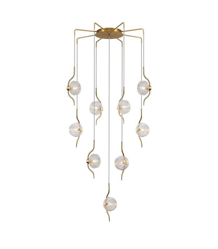 Astoria 84cm Round 9 Light Spider Pendant 160mm Glass Brass/Clear-1