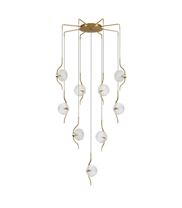 Astoria 84cm Round 9 Light Spider Pendant 160mm Glass Brass/Clear-4