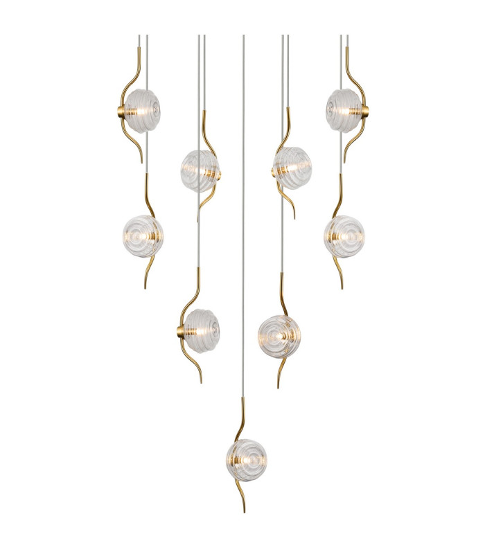 Astoria 84cm Round 9 Light Spider Pendant 160mm Glass Brass/Clear-7