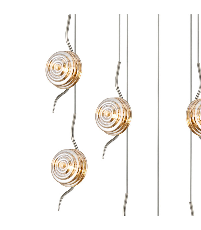 Astoria 84cm Round 9 Light Spider Pendant 160mm Glass Polished Nickel/Amber-6