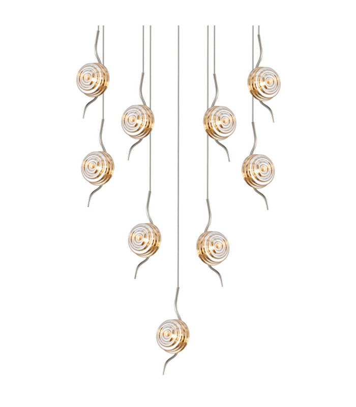Astoria 84cm Round 9 Light Spider Pendant 160mm Glass Polished Nickel/Amber-7