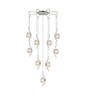 Astoria 84cm Round 9 Light Spider Pendant 160mm Glass Polished Nickel/Clear-1