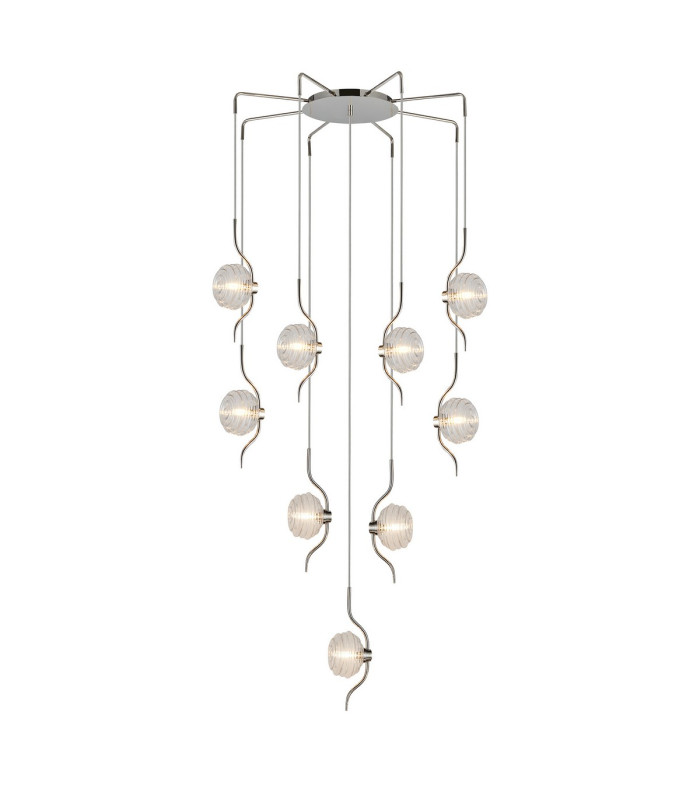 Astoria 84cm Round 9 Light Spider Pendant 160mm Glass Polished Nickel/Clear-1